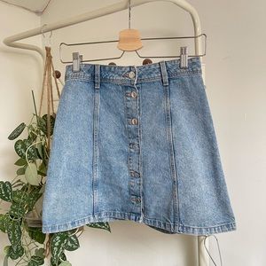 Juniors faded denim a-line mini skirt